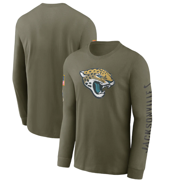Men's Jacksonville Jaguars Olive 2022 Salute to Service Long Sleeve T-Shirt